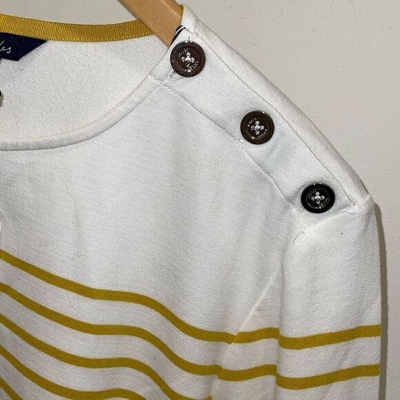 Joules Womens Striped Seacombe Button Shoulder Breton Top White Yellow Sz 20 NWT - Picture 6 of 12